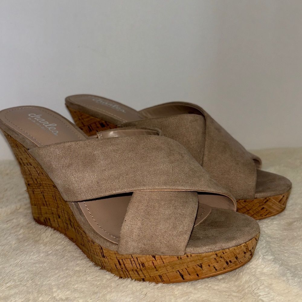 Charles by Charles David Tan Latrice Wedged Sandals Women’s Size 8.5